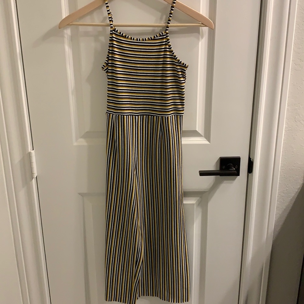 Yellow Black and white striped jumpsuit
